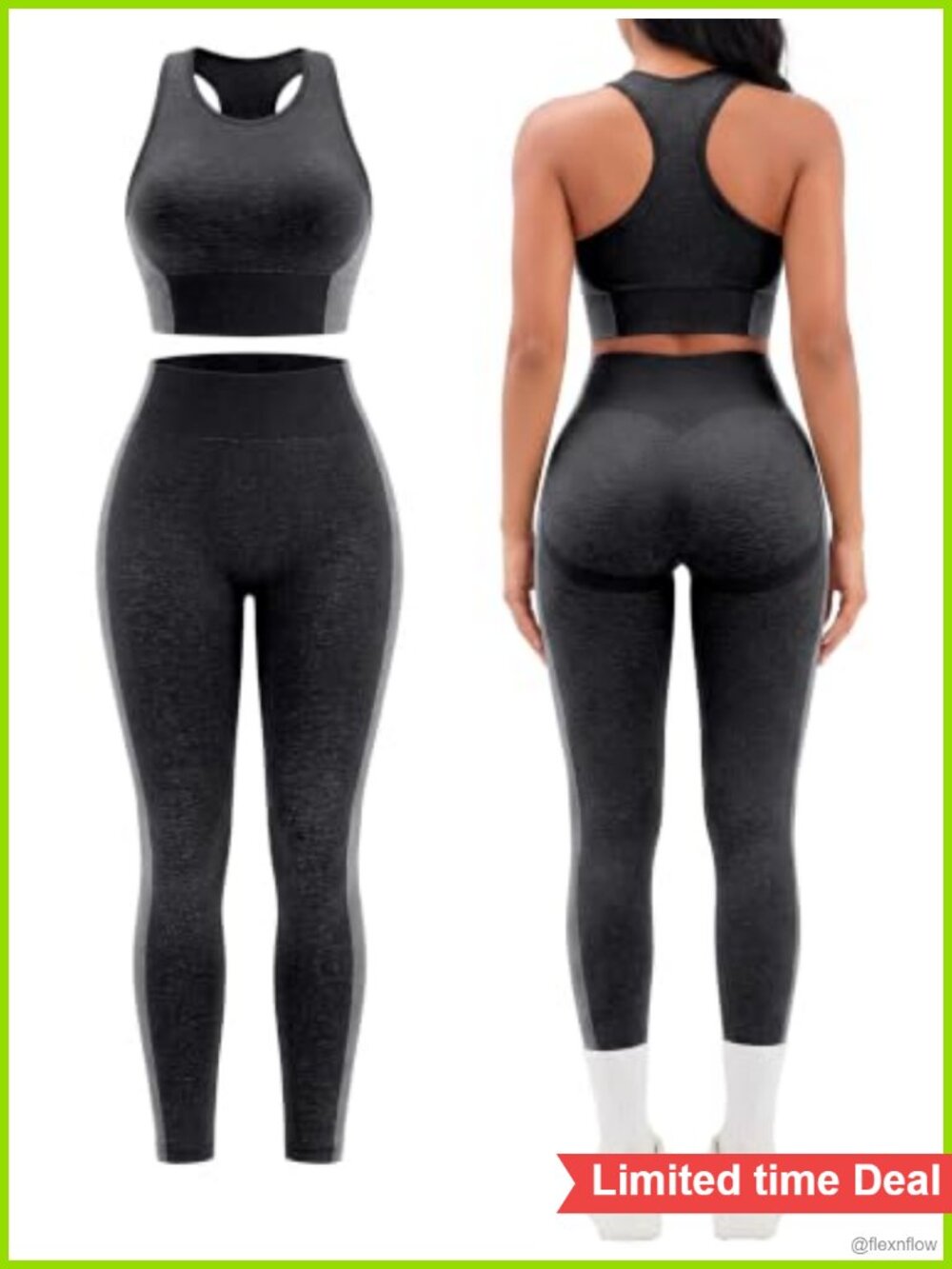 Seamless 2-Piece Workout Set Racerback Sports Bra Butt Lifting Leggings